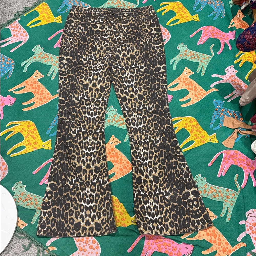 Nwt KDF Flare Leopard Print Denim Stretch Pockets 16 - Picture 3 of 6